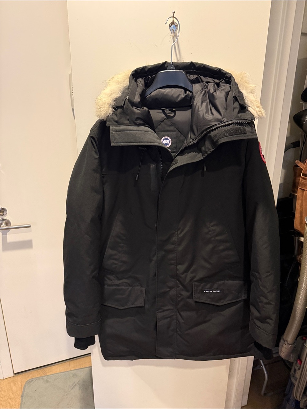 Canada Goose Men's Black Parka with Natural Fur-Trim Hood
